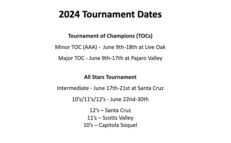 2024 tournament dates - mark your calendars!