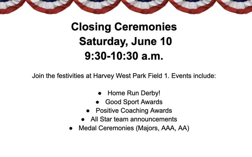 Closing Ceremony June 10th